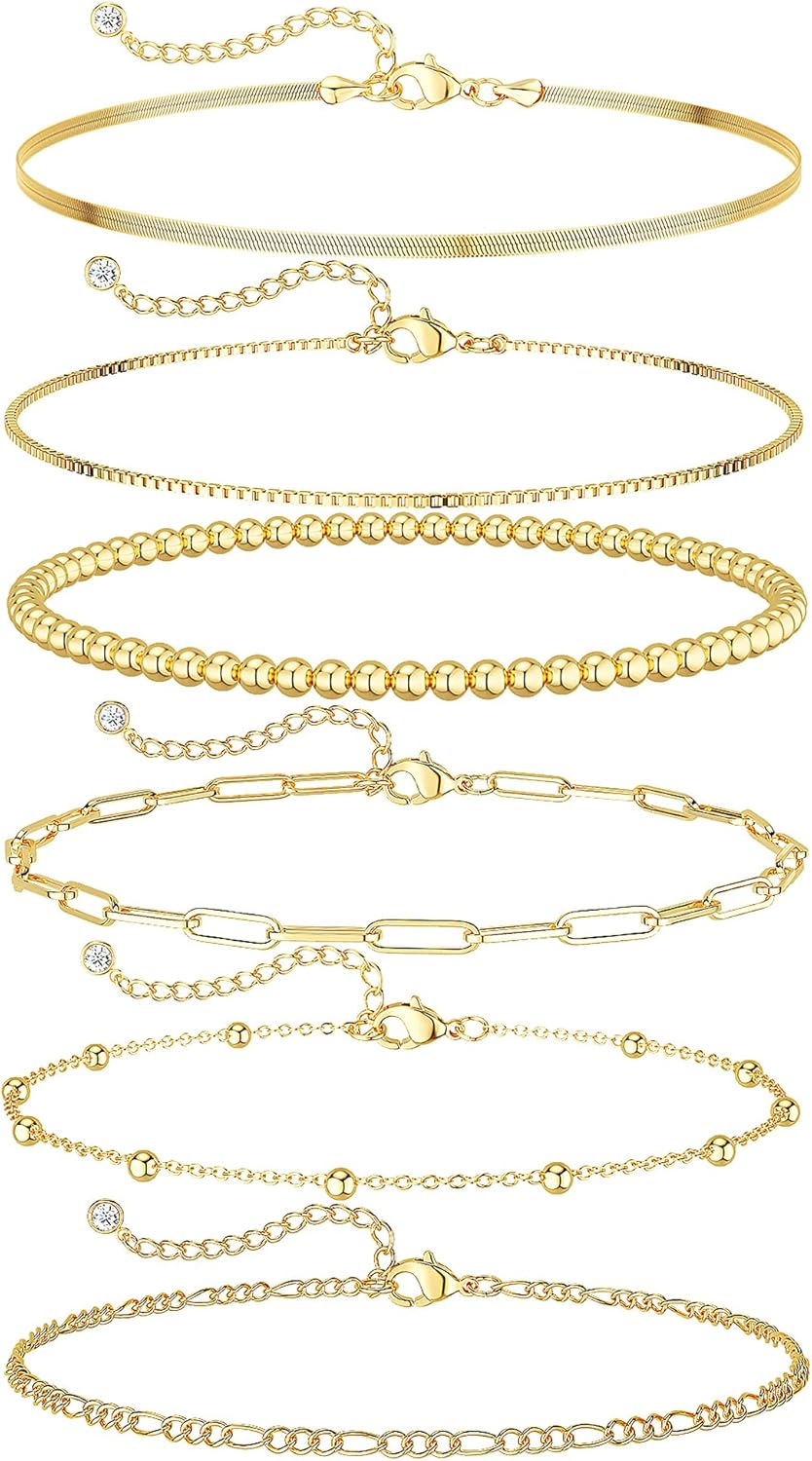 Dainty Gold Bracelet Set