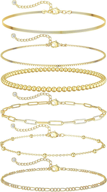 Dainty Gold Bracelet Set