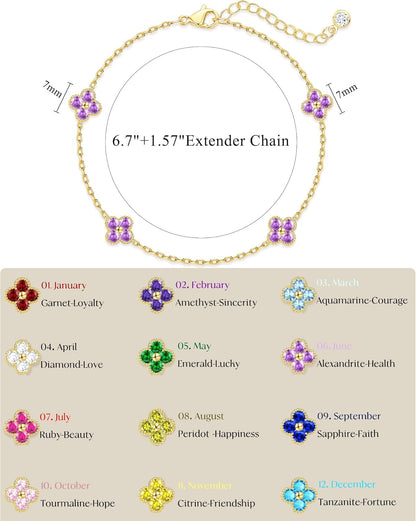 Birthstone Gold Clover Bracelet