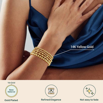 14K Gold Beaded Bracelet Set