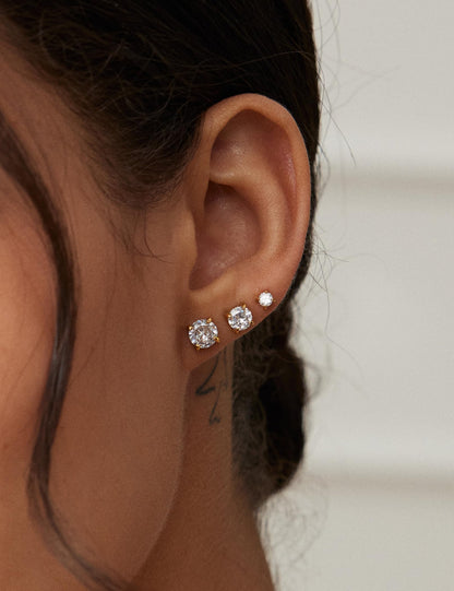 6 Pairs CZ Stud Earrings Set