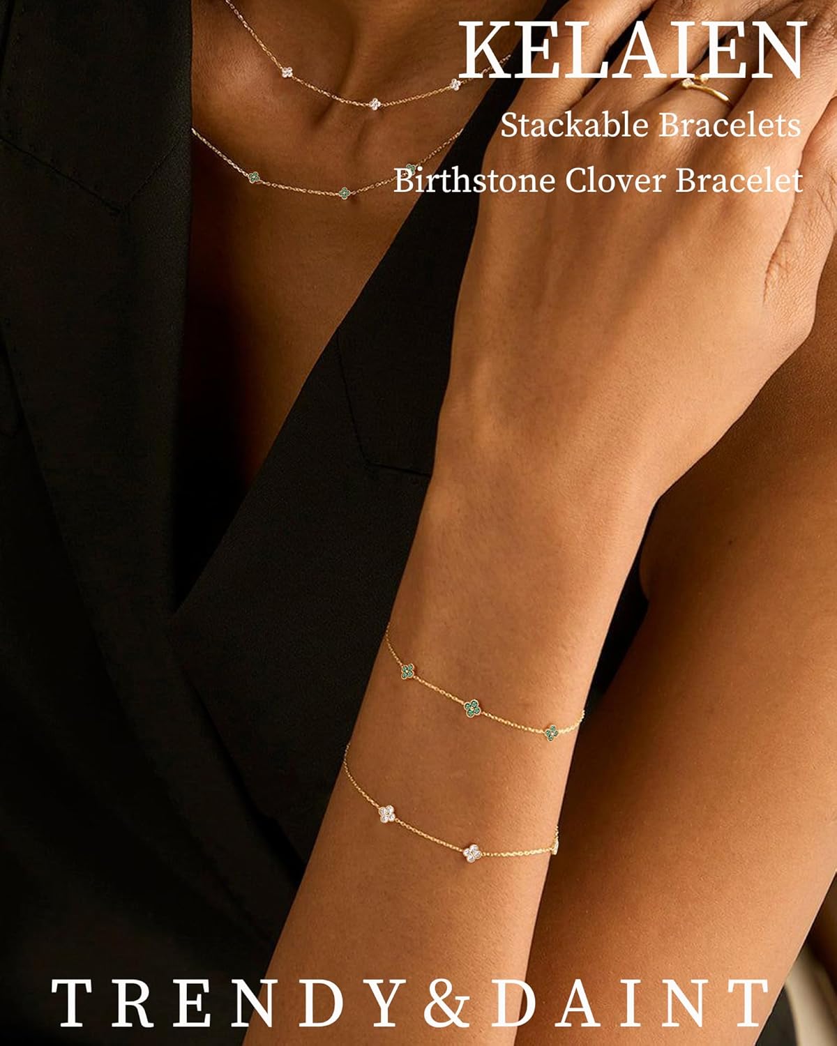 Birthstone Gold Clover Bracelet