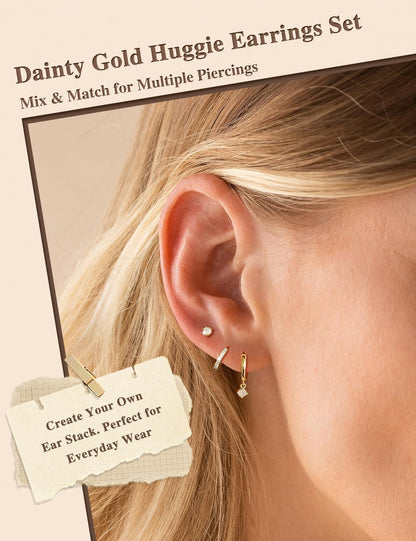 Gold Hoop Earrings Set