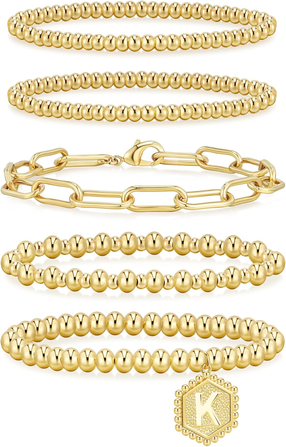14K Gold Beaded Bracelet Set