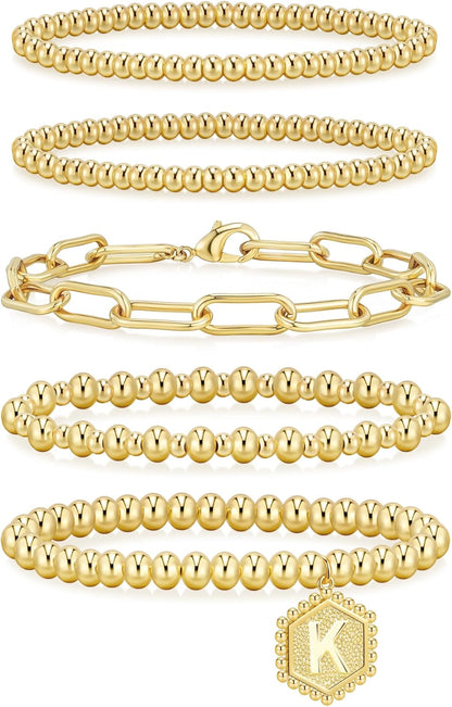 14K Gold Beaded Bracelet Set