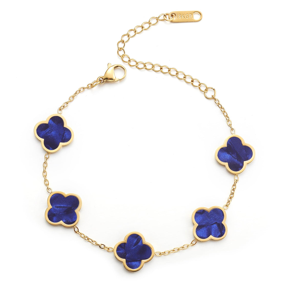 AIPPK 18K Gold Plated Clover Lucky Bracelet for Women White/Black/Red/Green Flower Four Leaf Link Bracelets Trendy Jewelry Gifts for Women