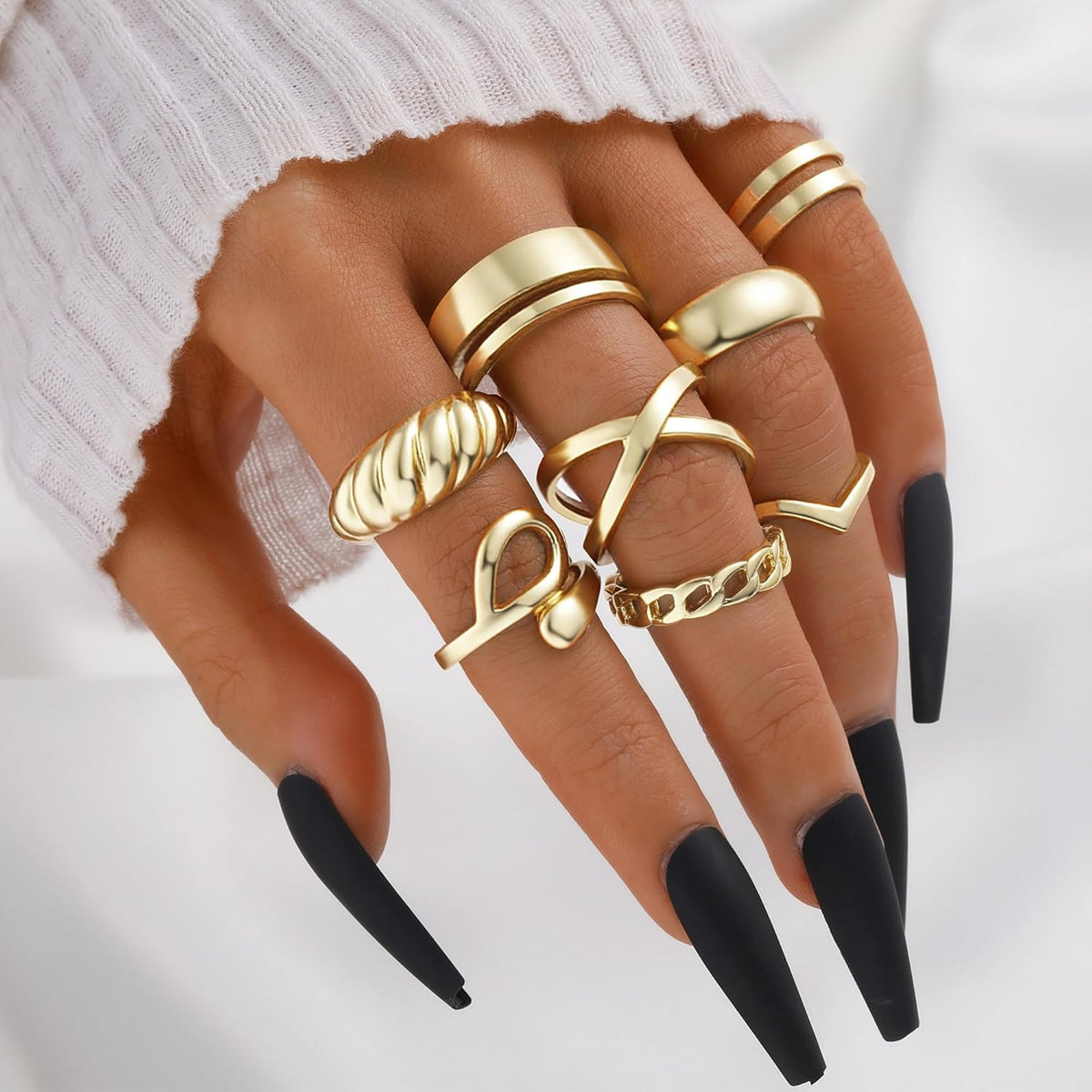 Gold Knuckle Ring Set