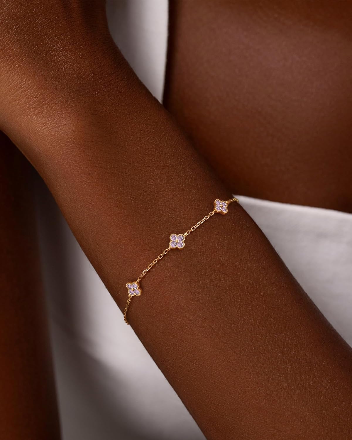 Birthstone Gold Clover Bracelet