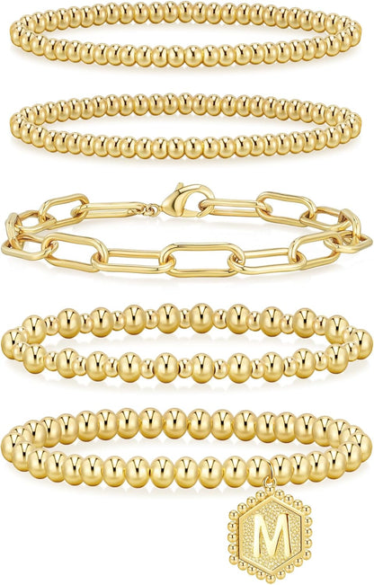 14K Gold Beaded Bracelet Set