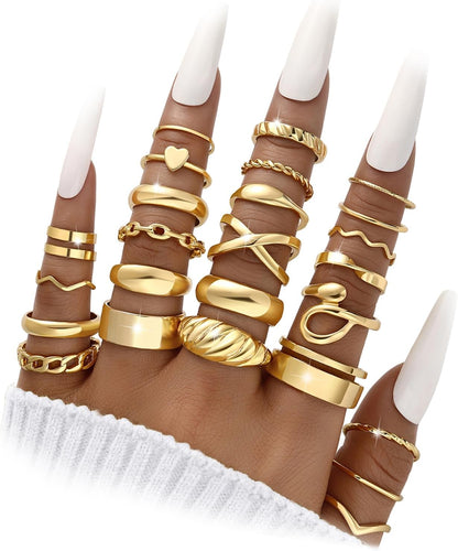 Gold Knuckle Ring Set