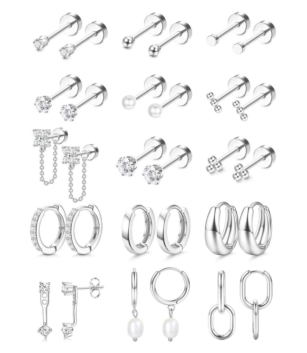 Flat Back Earring Set