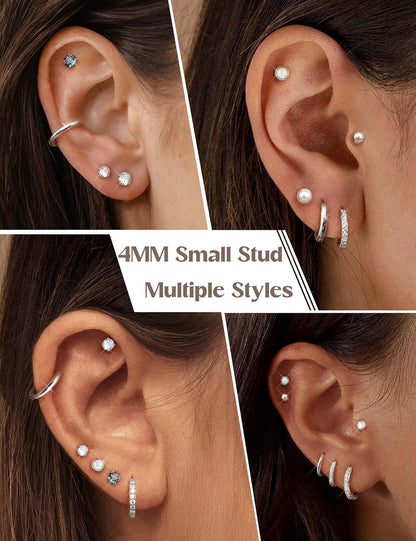 Silver Huggie Earrings Set