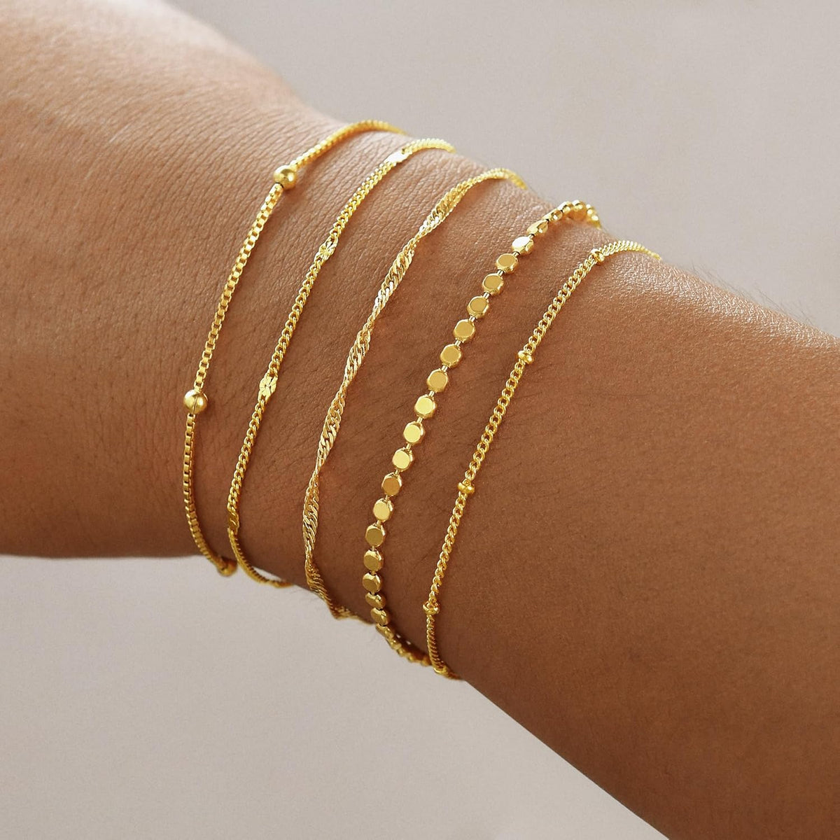 14K Gold Bracelet Stack