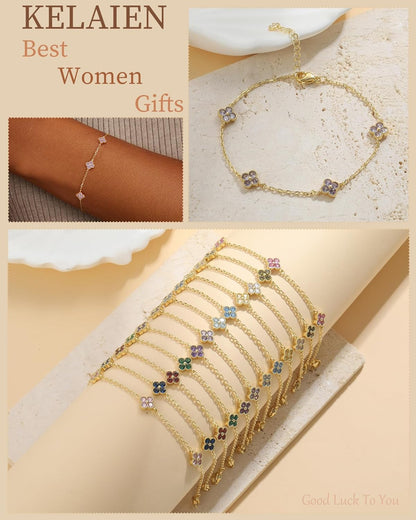 Birthstone Gold Clover Bracelet