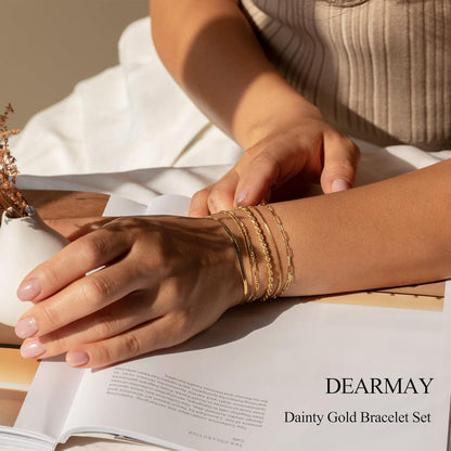 Dainty Gold Bracelet Set