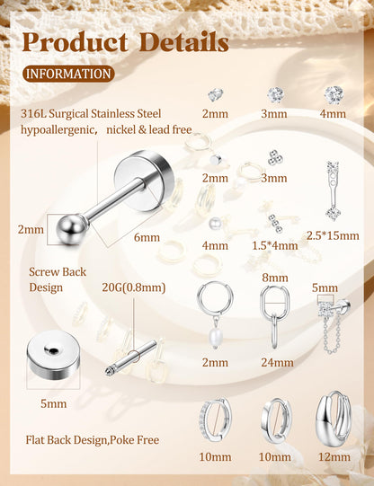 Flat Back Earring Set