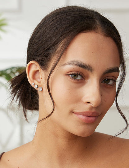 6 Pairs CZ Stud Earrings Set
