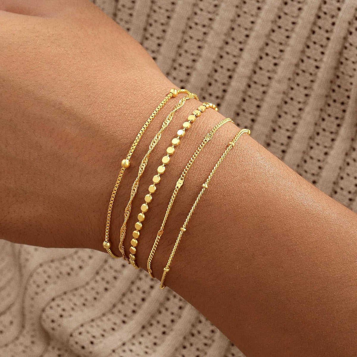 14K Gold Bracelet Stack