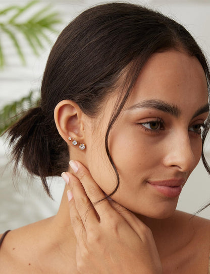 6 Pairs CZ Stud Earrings Set