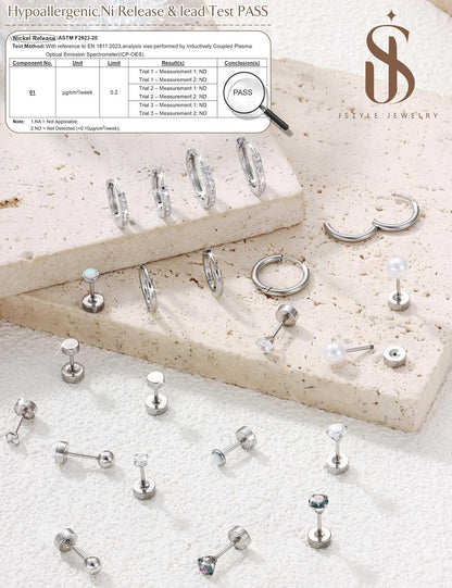 Silver Huggie Earrings Set