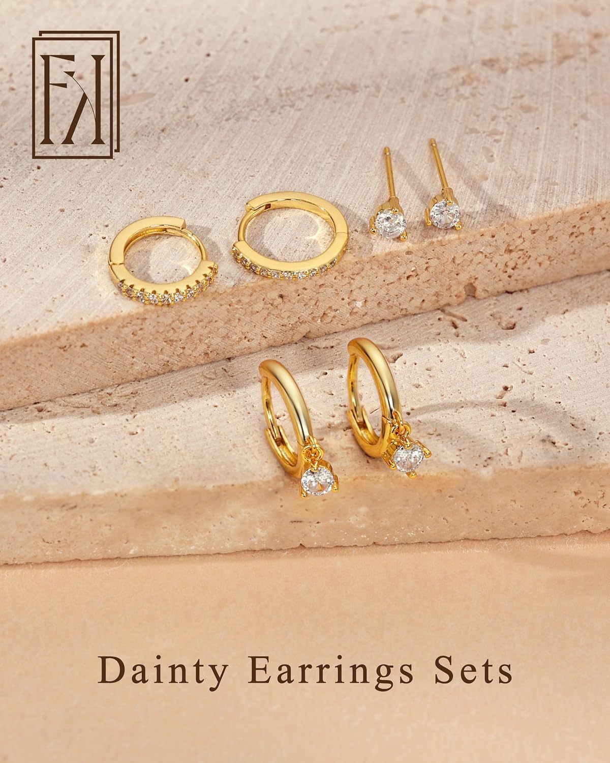 Gold Hoop Earrings Set
