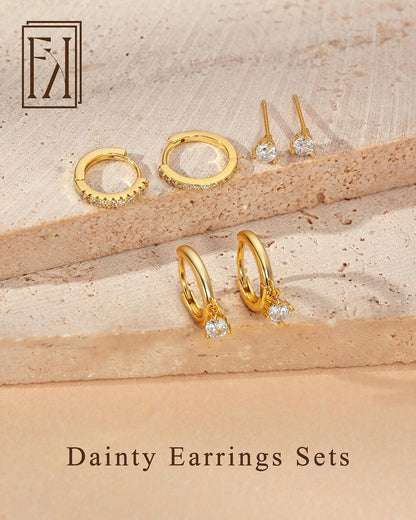 Gold Hoop Earrings Set
