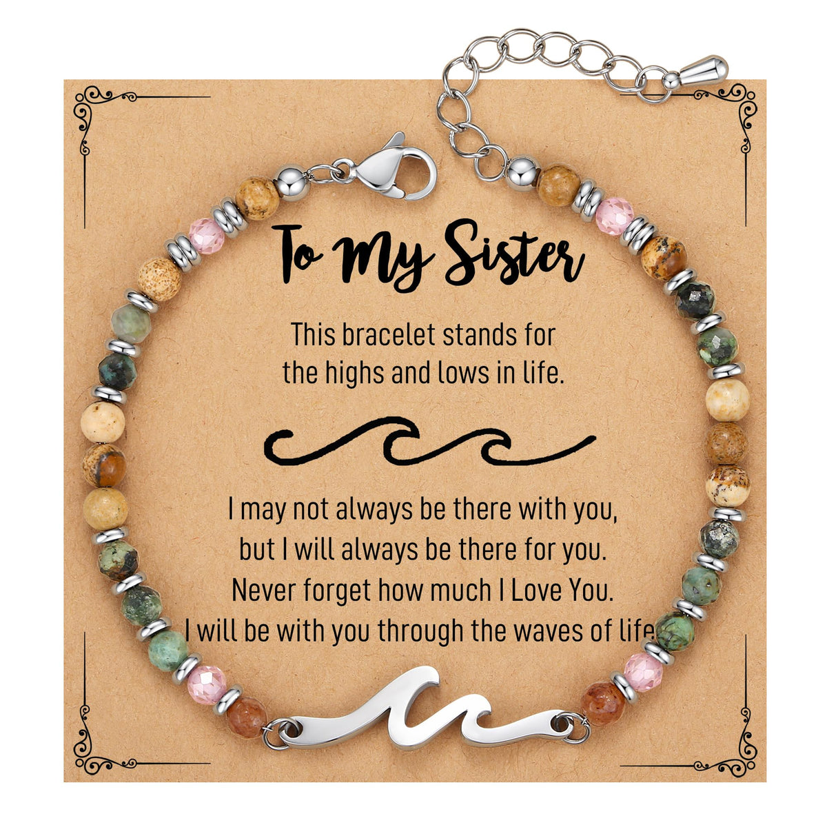TONY & SANDY Friend Gifts for Women, Unique Birthday Gifts for Women, Sister Gift from Sister, Wave Bracelet, Christmas Graduation Mothers Day Gift for Her, Bestie Friendship Bracelets