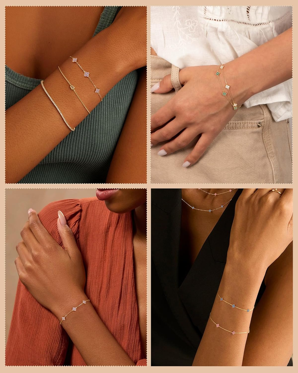 Birthstone Gold Clover Bracelet