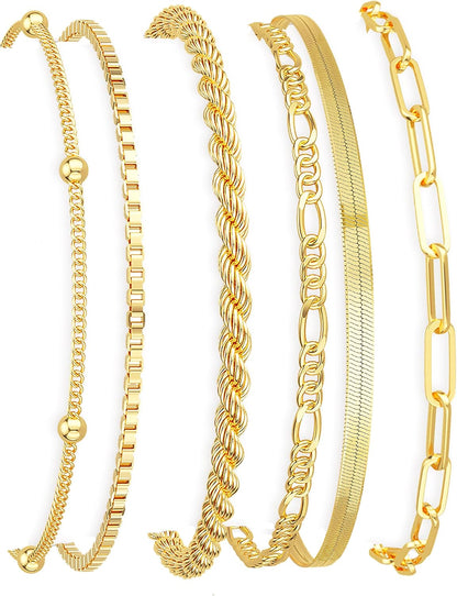 Dainty Gold Bracelet Set