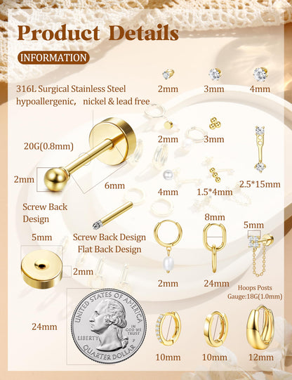 Flat Back Earring Set